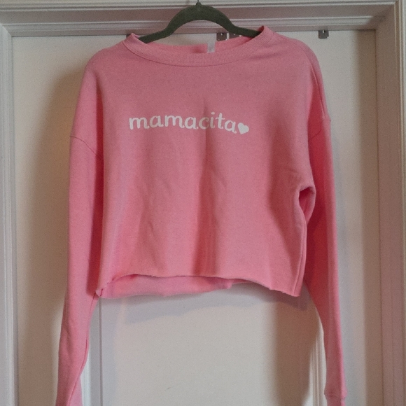 Pink 'Mamacita' Cropped Sweatshirt - Picture 1 of 5